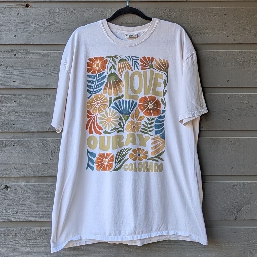 Techstyles Love Ouray Colorado Floral 100% Cotton T-Shirt Size XXL